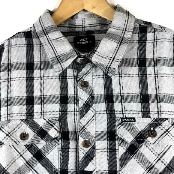 O'Neill Mens Carpenter LS Gray Black Plaid Long Sleeve Shirt Large $55 - Picture 3 of 5